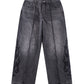 Fire Tribal Leather Patch Baggy Denim