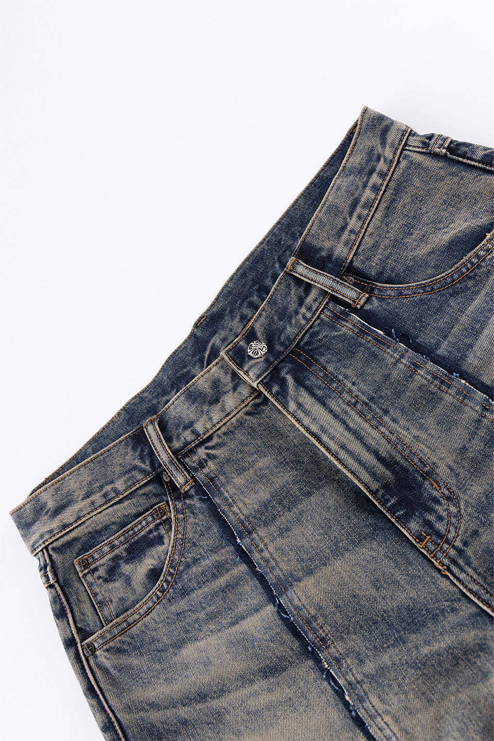 Fire Tribal Leather Patch Baggy Denim