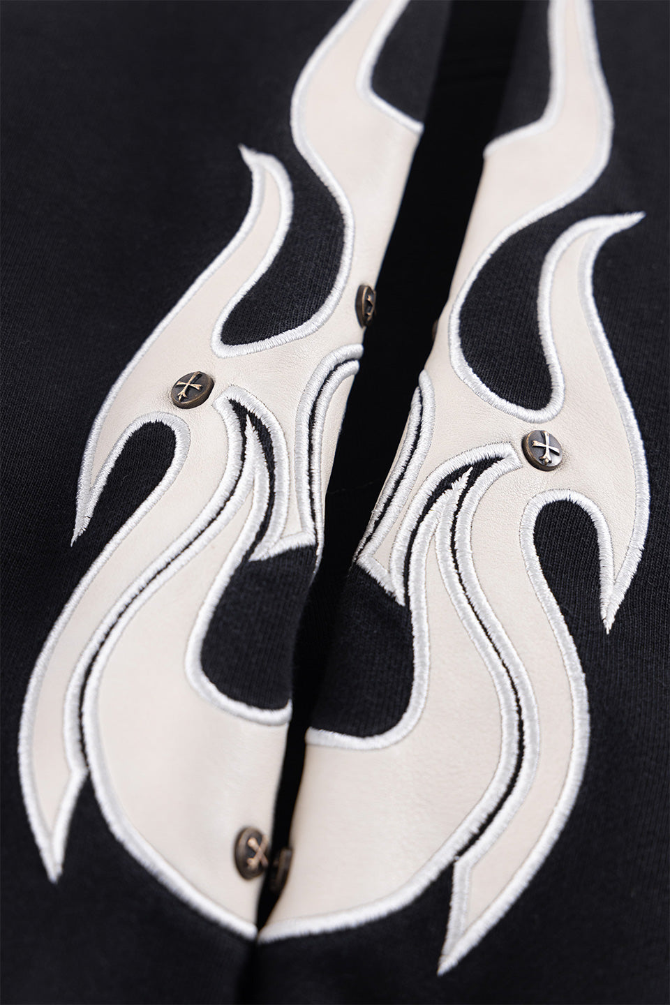 Fire Tribal Leather Patch Zip Hoodie