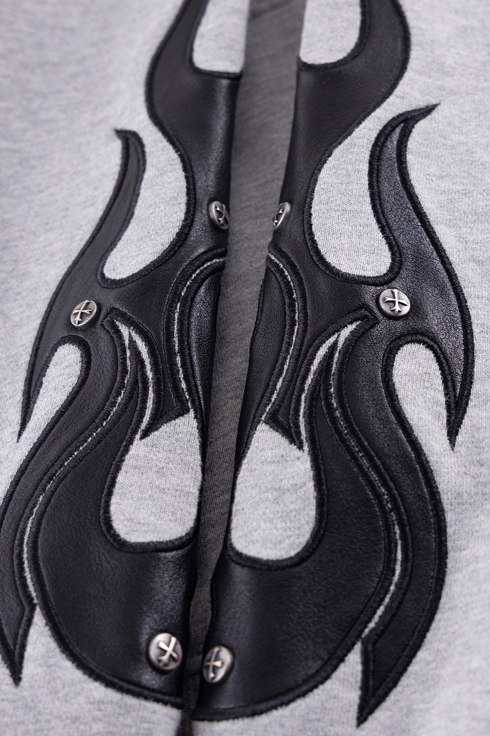 Fire Tribal Leather Patch Zip Hoodie