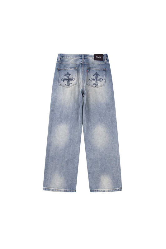 Fleur Cutting Double Knee Denim Pants