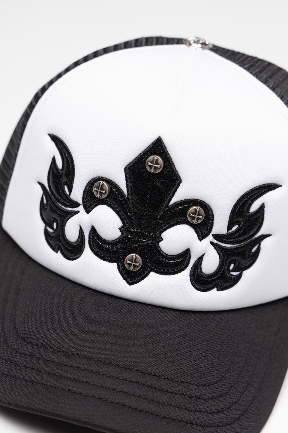 Fleur Leather Patch Mesh Cap