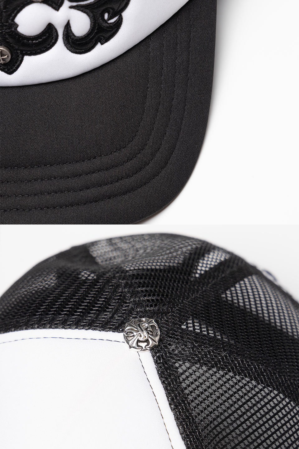 Fleur Leather Patch Mesh Cap