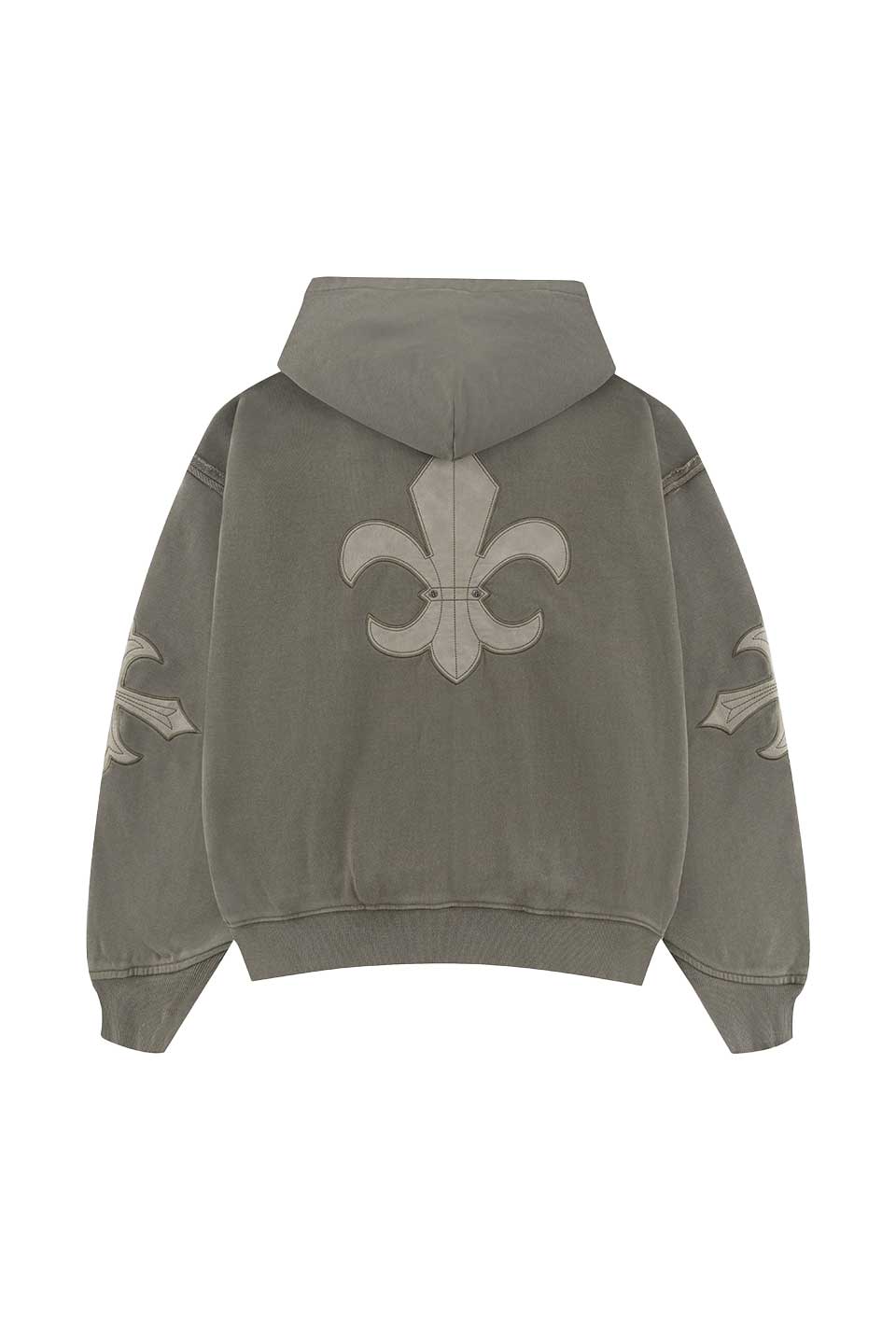 Fleur Leather Patch Zip Hoodie