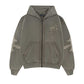 Fleur Leather Patch Zip Hoodie