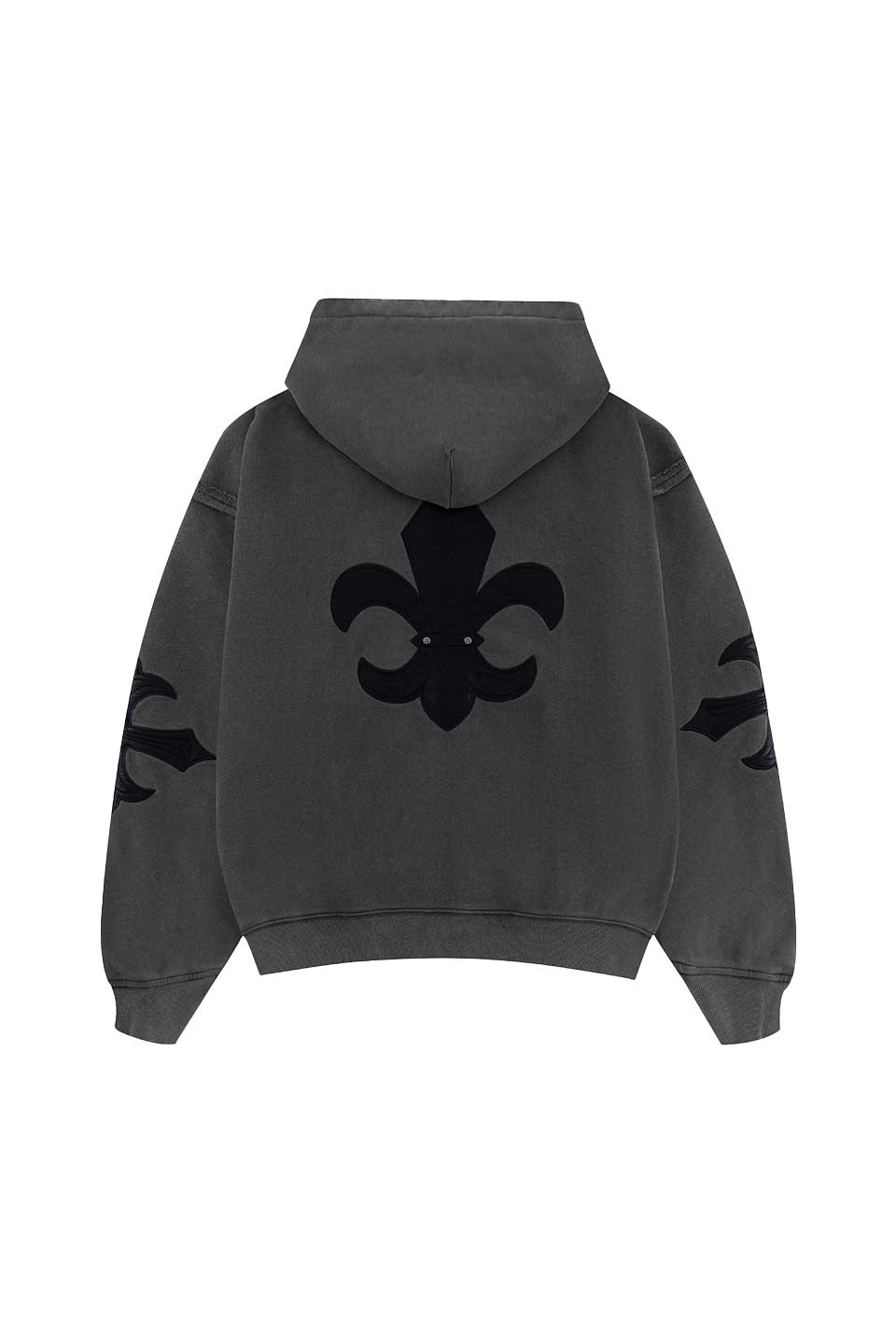 Fleur Leather Patch Zip Hoodie