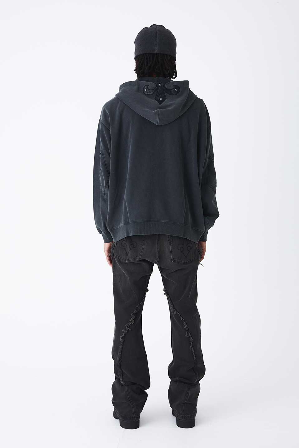 Fleur Leather Patch Zip Hoodie