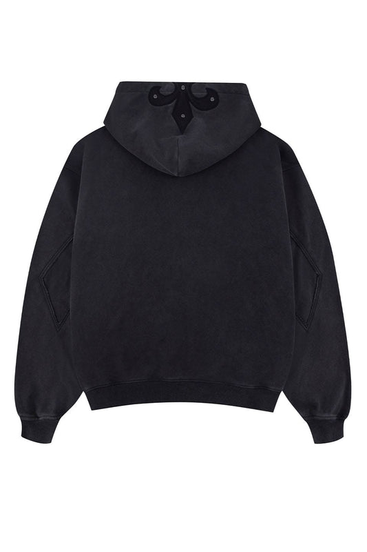 Fleur Leather Patch Zip Hoodie