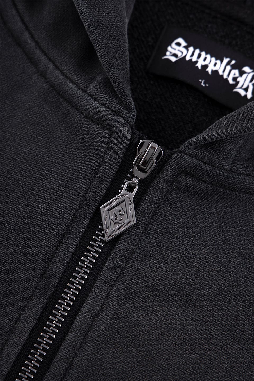 Fleur Leather Patch Zip Hoodie