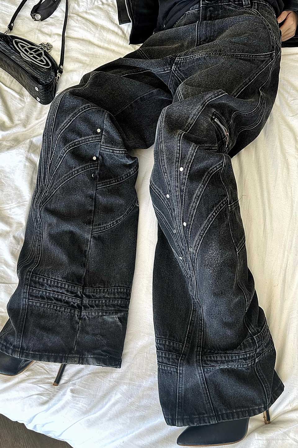 "Four Knight" Baggy Flared Jeans