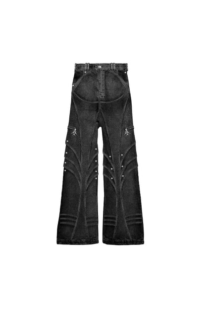 "Four Knight" Baggy Flared Jeans