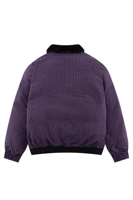 Fur Collar Checkered Down Jacket