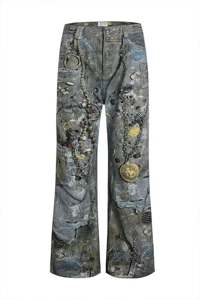 パンツ mud faded crushed flare jeans mud faded crushed flare jeans