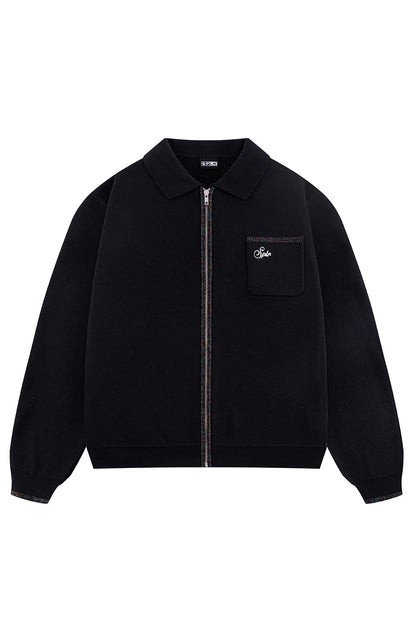 Glitter Stripe Zip Knit Polo