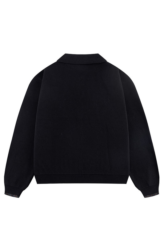 Glitter Stripe Zip Knit Polo