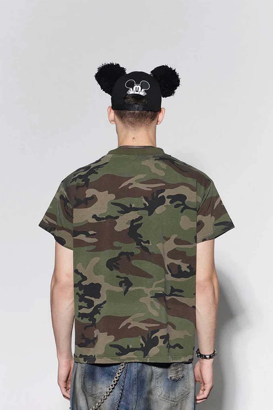 Graffiti Camo Rivet Cross T-Shirt