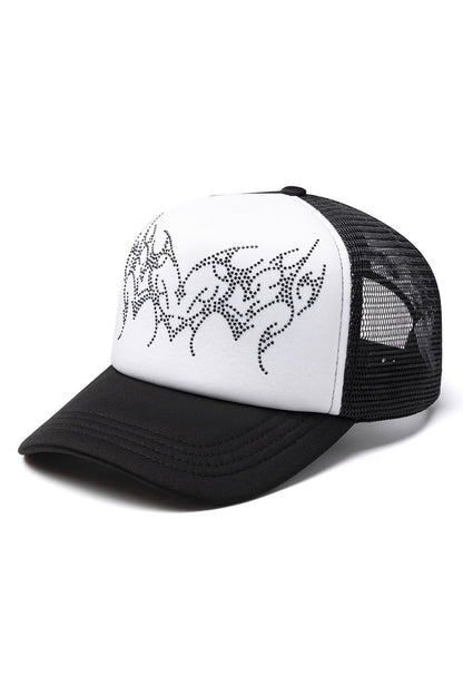 Heart Tribal Rhinestone Mesh Cap