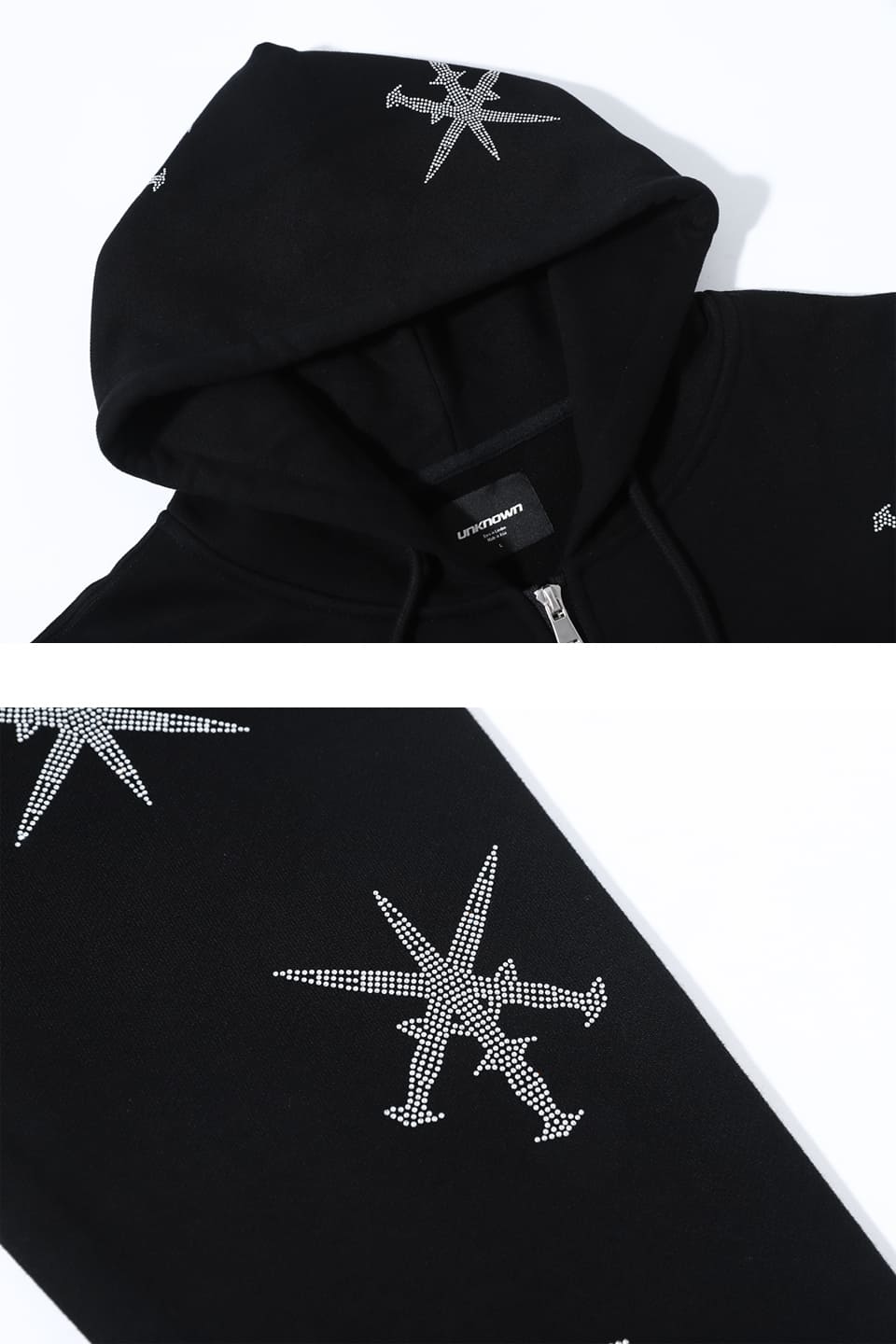 Blackxsilver Rhinestone Dagger Zip Hoodie Unknown London