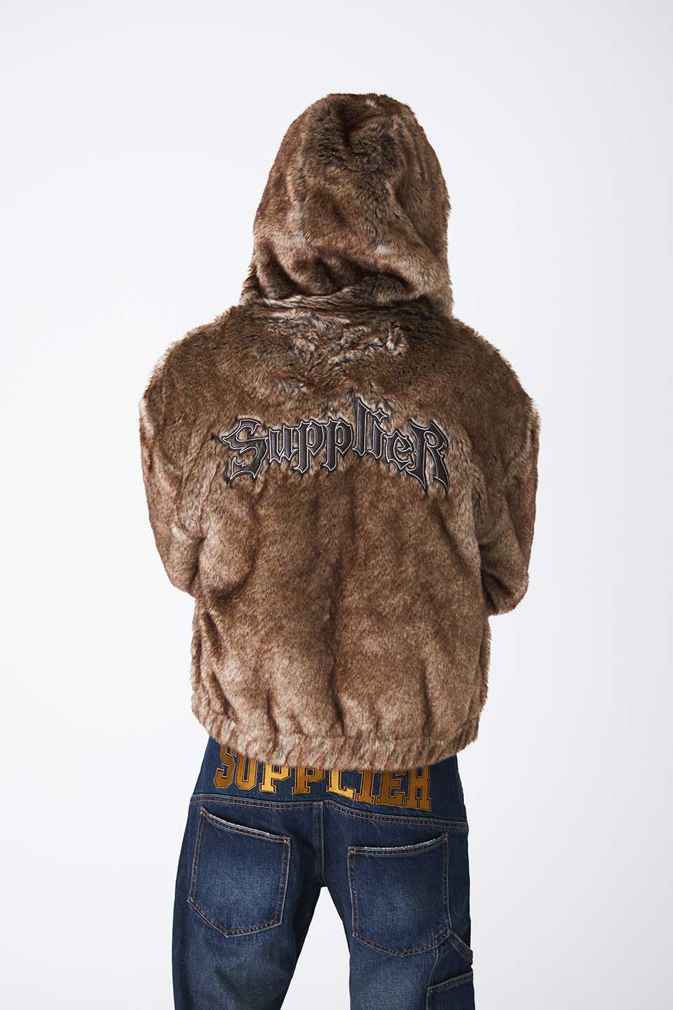 Iron Logo Faux Fur Hood Blouson