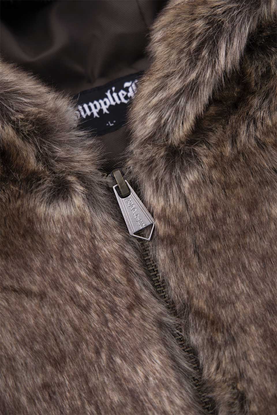 Iron Logo Faux Fur Hood Blouson