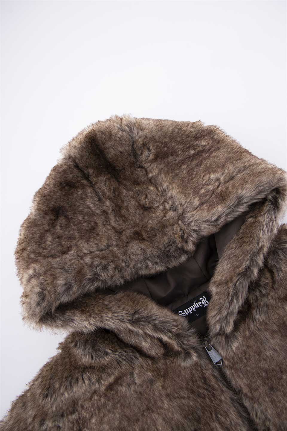 Iron Logo Faux Fur Hood Blouson