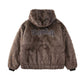 Iron Logo Faux Fur Hood Blouson