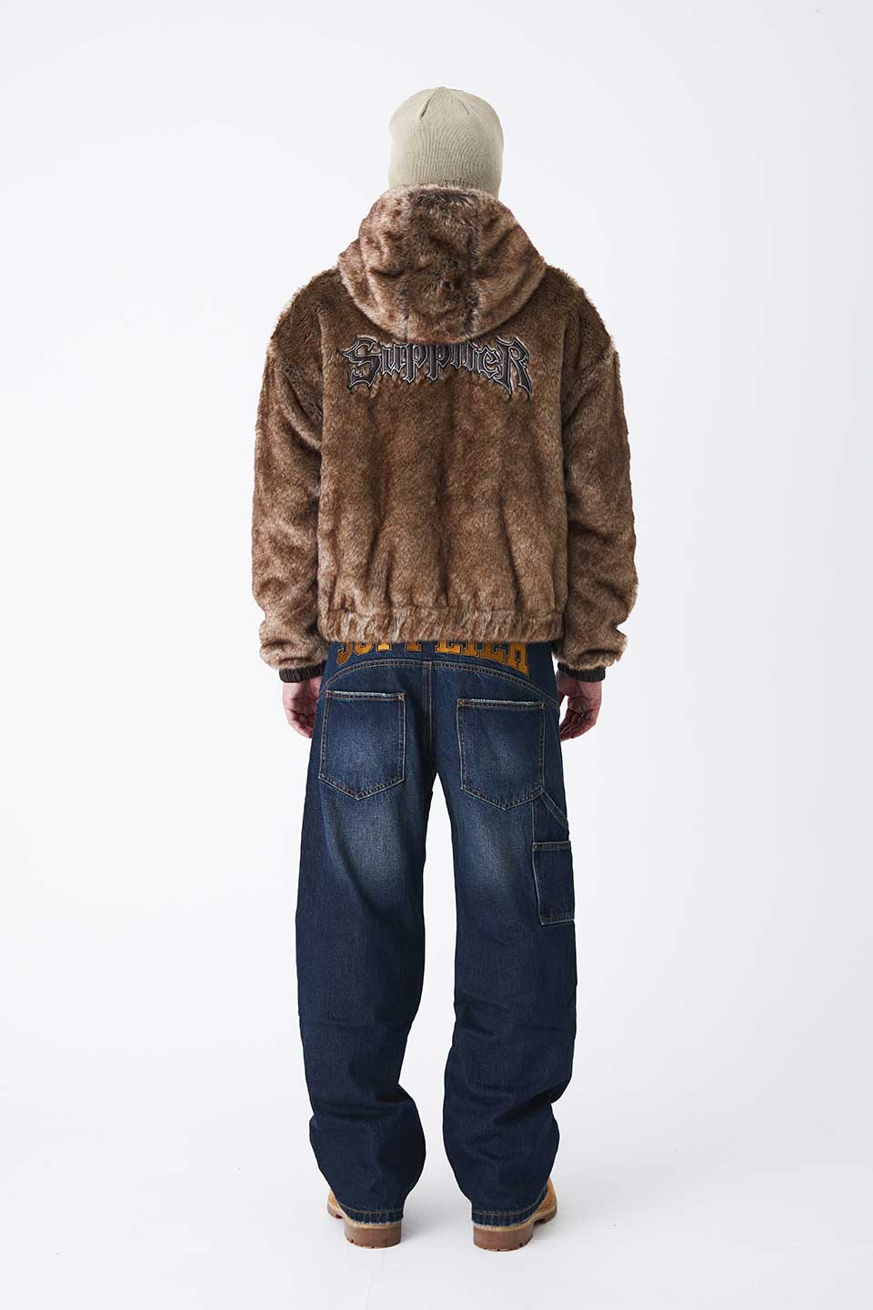 Iron Logo Faux Fur Hood Blouson