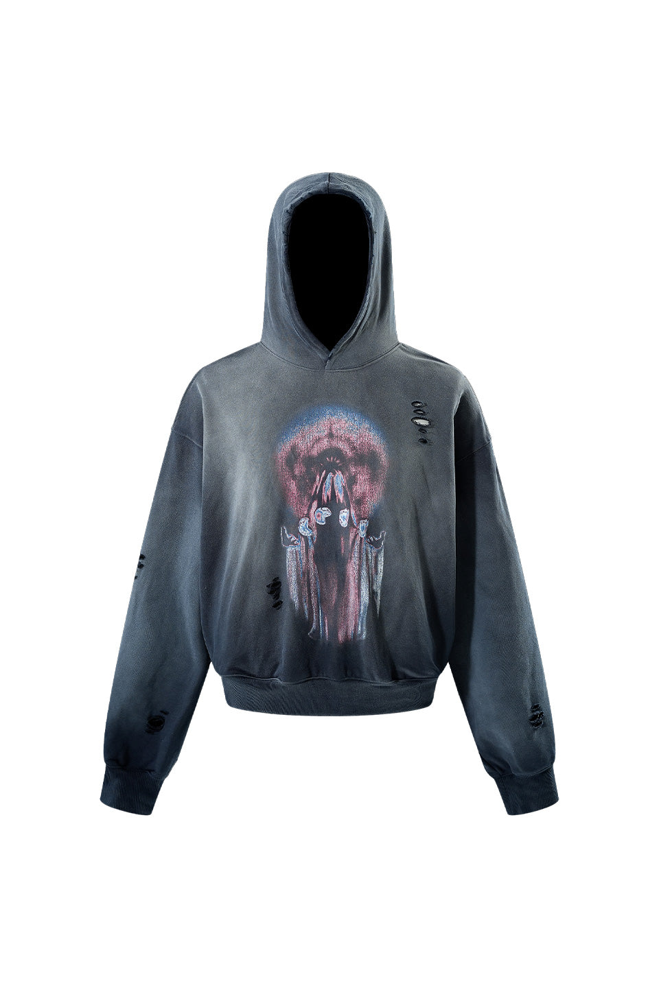 Knife-Cut Destruction Spray-Colored Sweatshirt