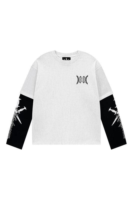 Cursive Rhinestone Layered Long Sleeve