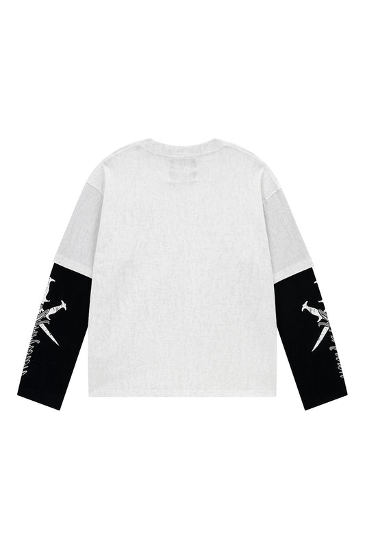 Cursive Rhinestone Layered Long Sleeve