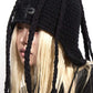 Leather Patch Braids Beanie