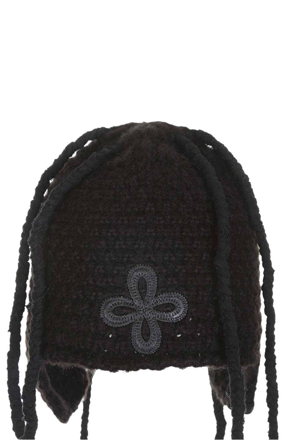 Leather Patch Braids Beanie