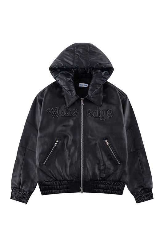 Leather Tech Bomber Jacket