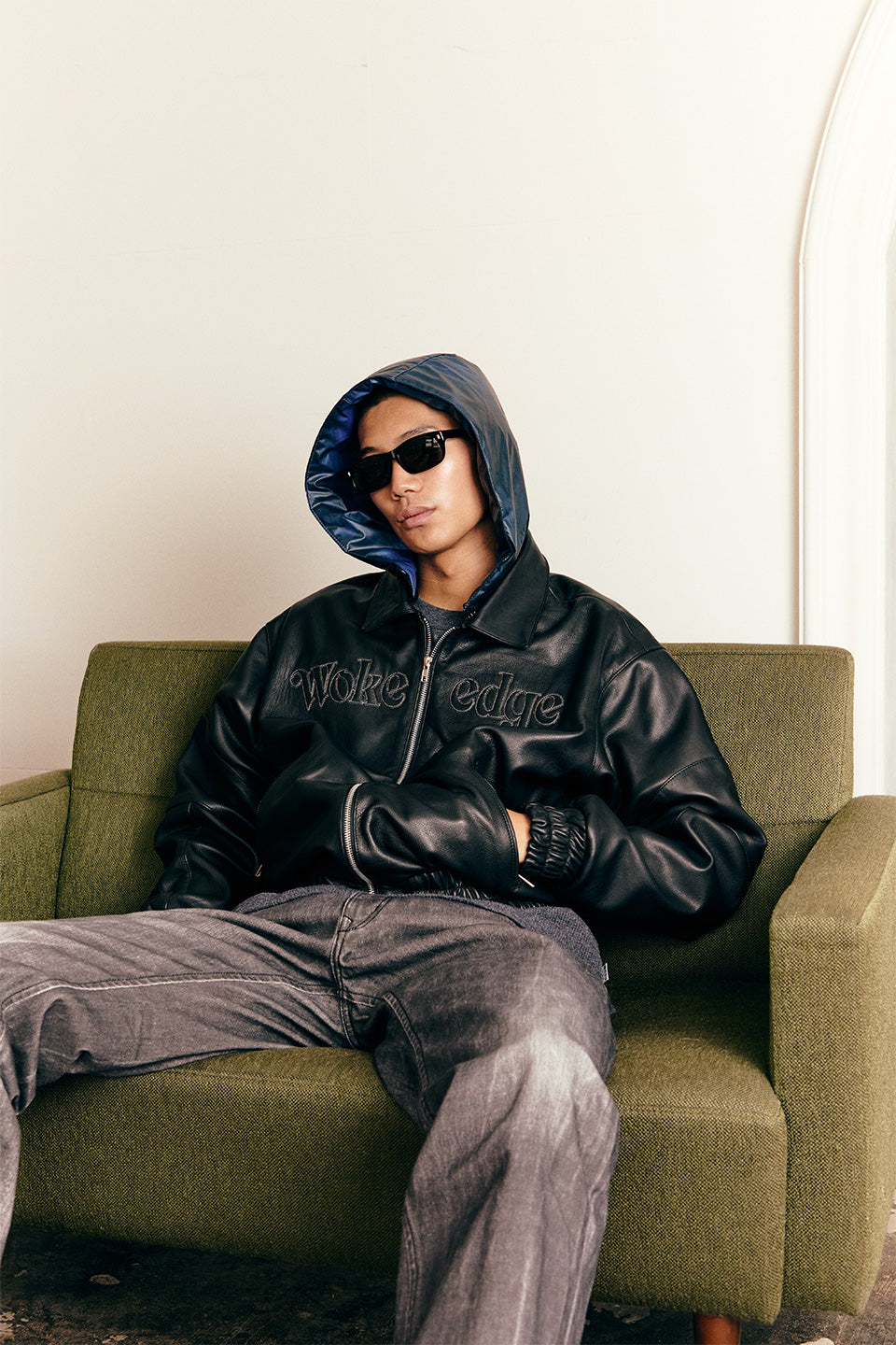 Leather Tech Bomber Jacket