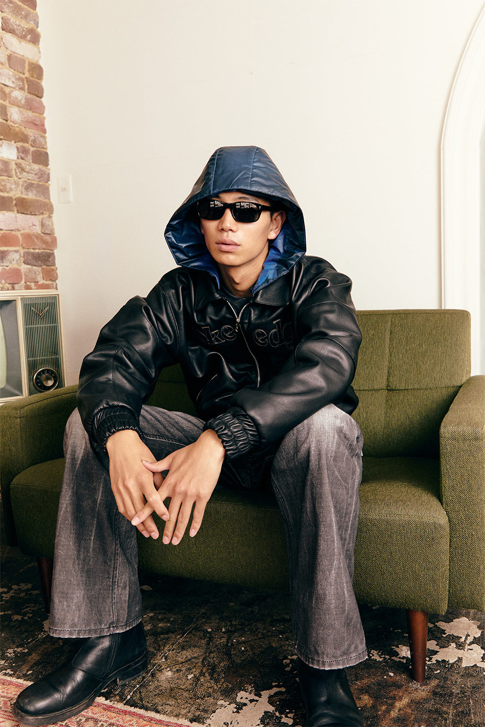 Leather Tech Bomber Jacket