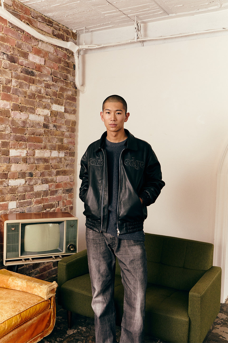 Leather Tech Bomber Jacket