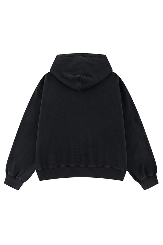Leopard Circle Logo Thermal Zip Hoodie