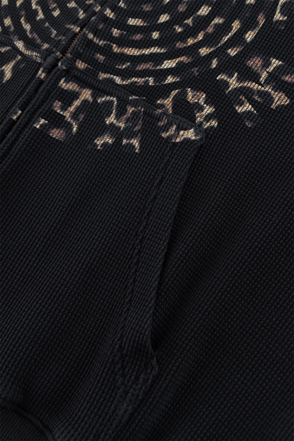 Leopard Circle Logo Thermal Zip Hoodie