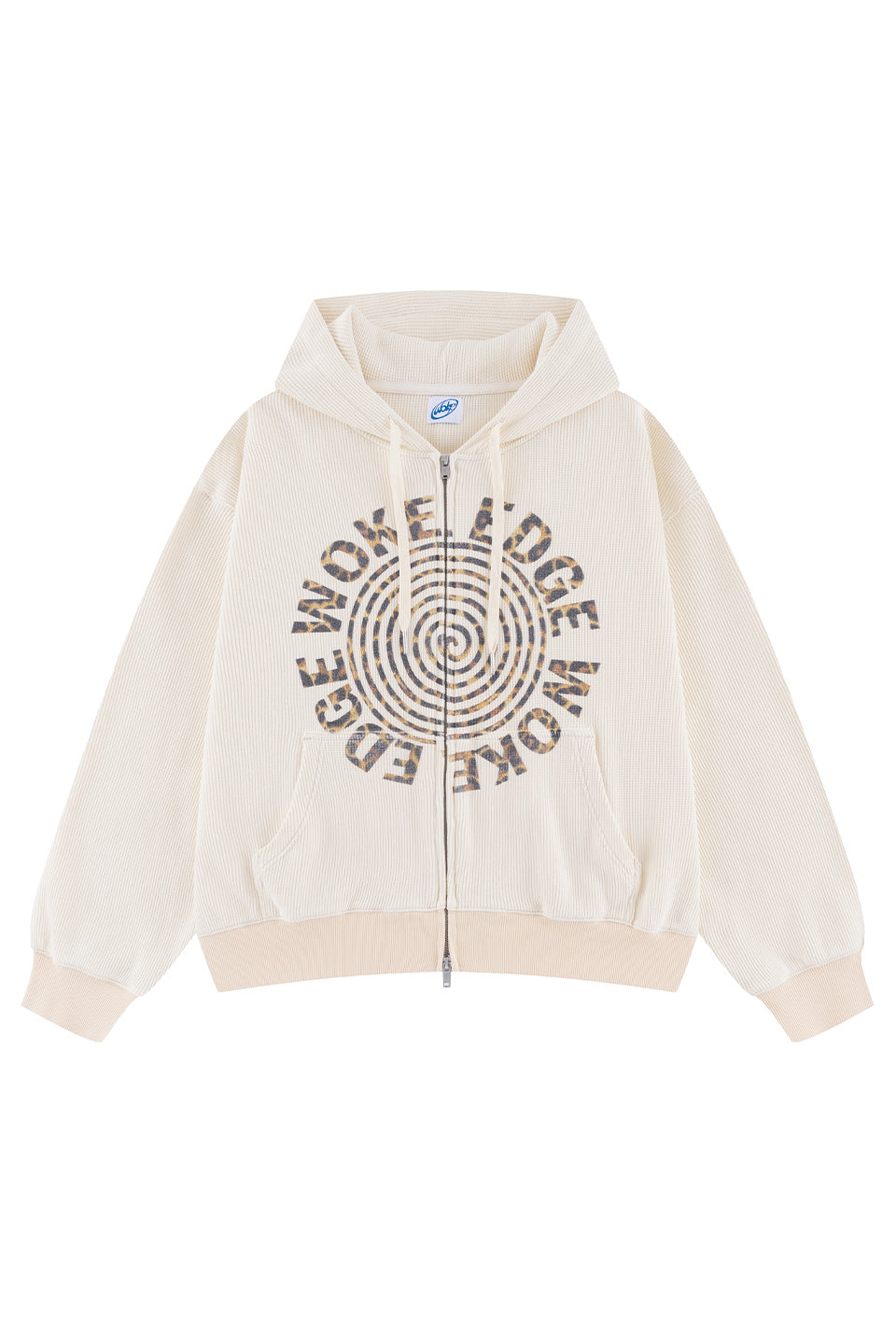 Leopard Circle Logo Thermal Zip Hoodie