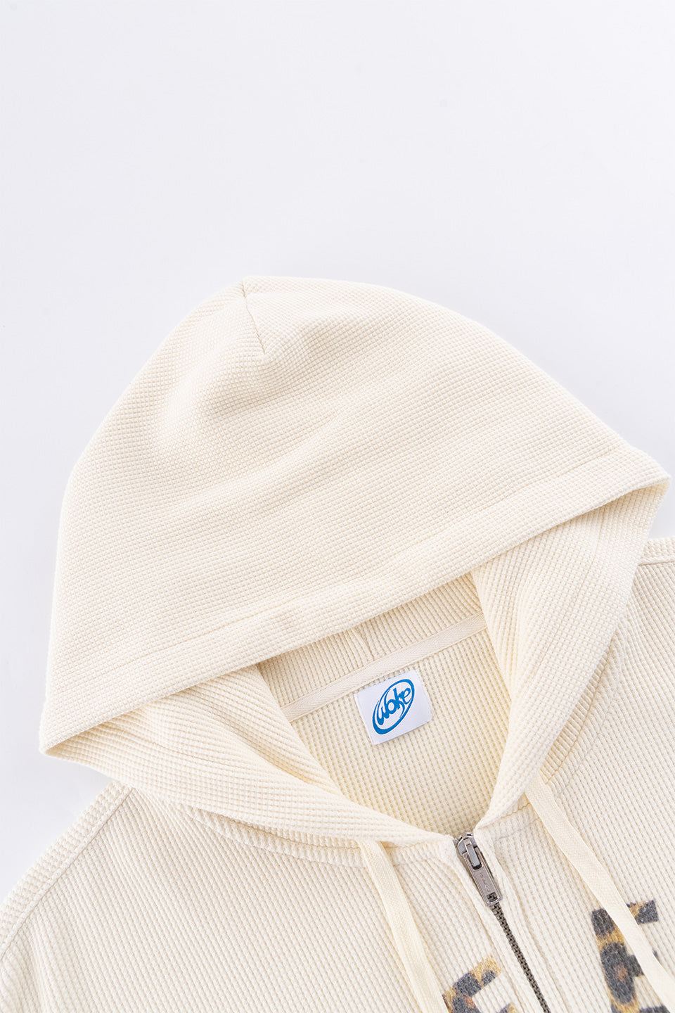 Leopard Circle Logo Thermal Zip Hoodie