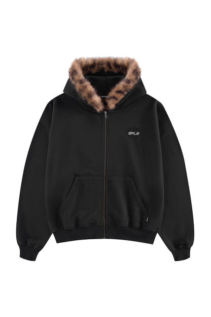 Leopoard Fur Zip Hoodie