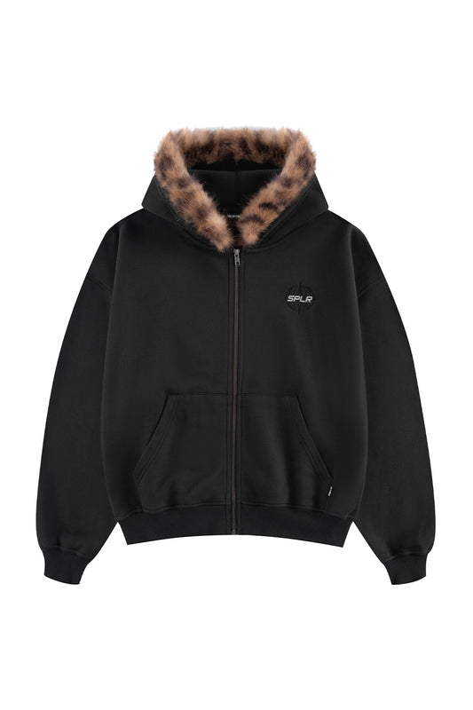 Leopoard Fur Zip Hoodie