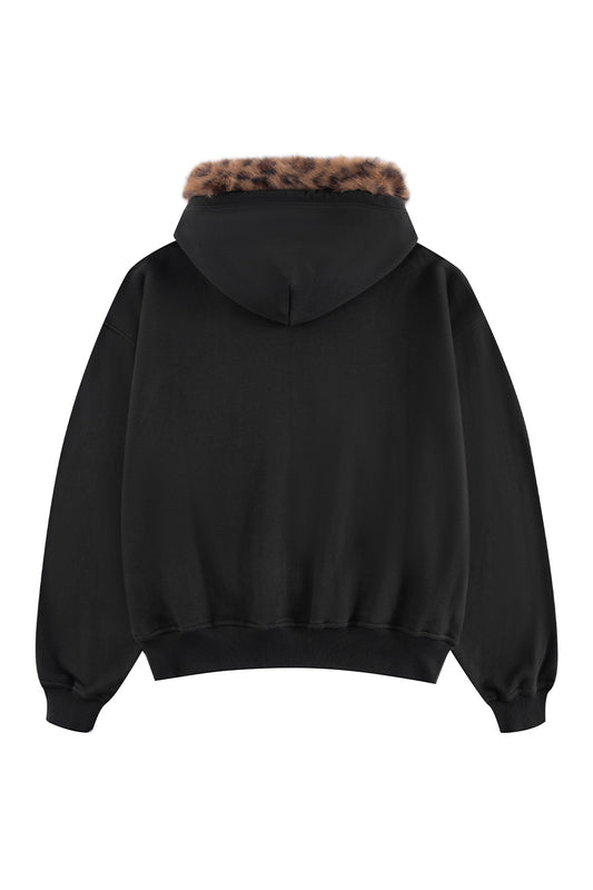 Leopoard Fur Zip Hoodie