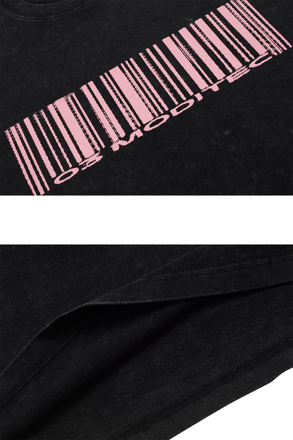 M bar strip code print short sleeve
