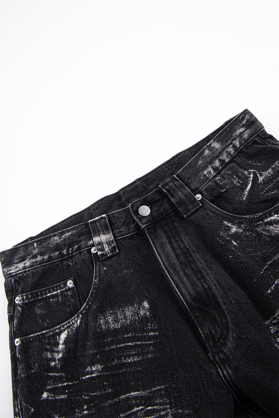 Metallic Baggy Denim Pants