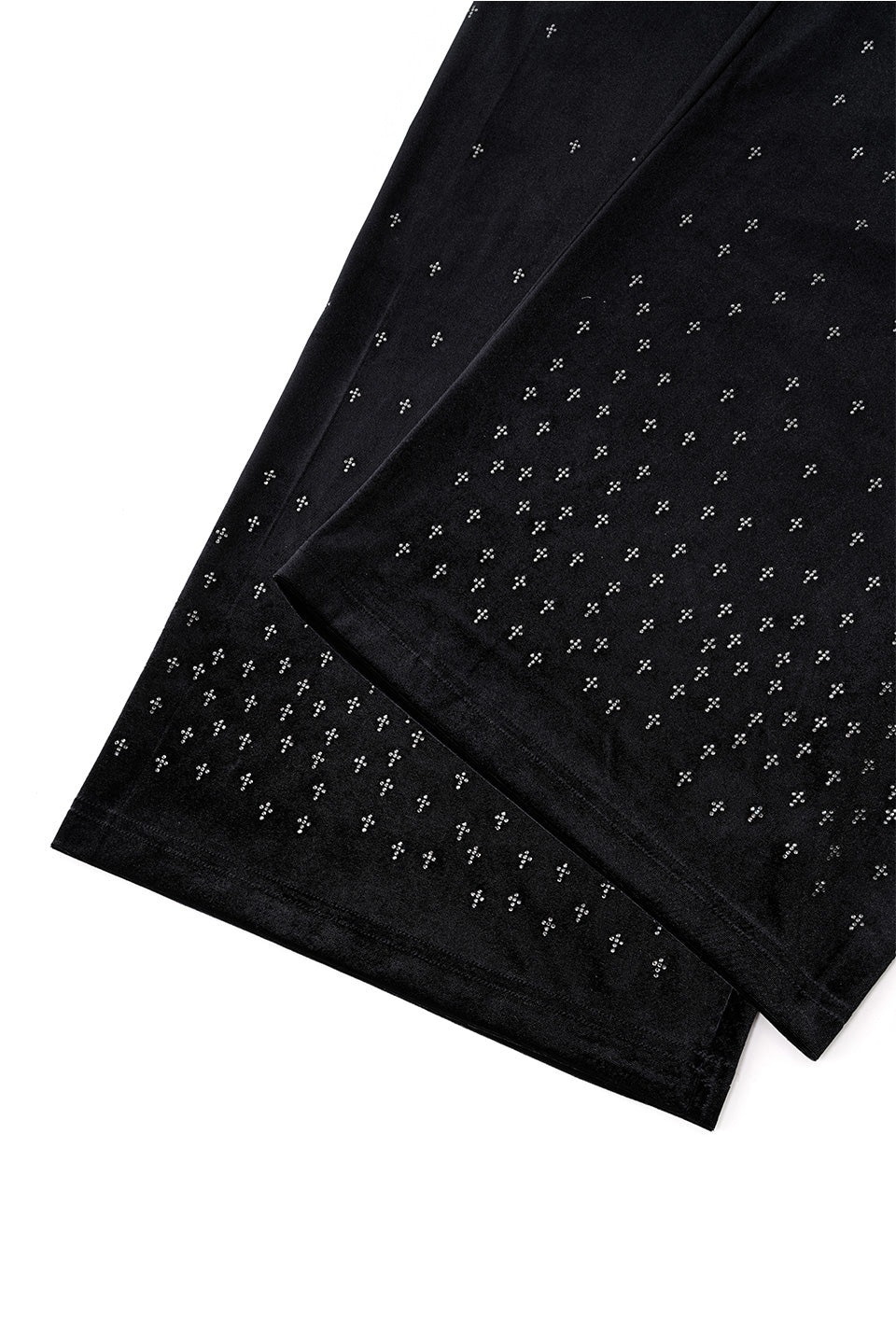 Micro Cross Rhinestone Velour Track Pants