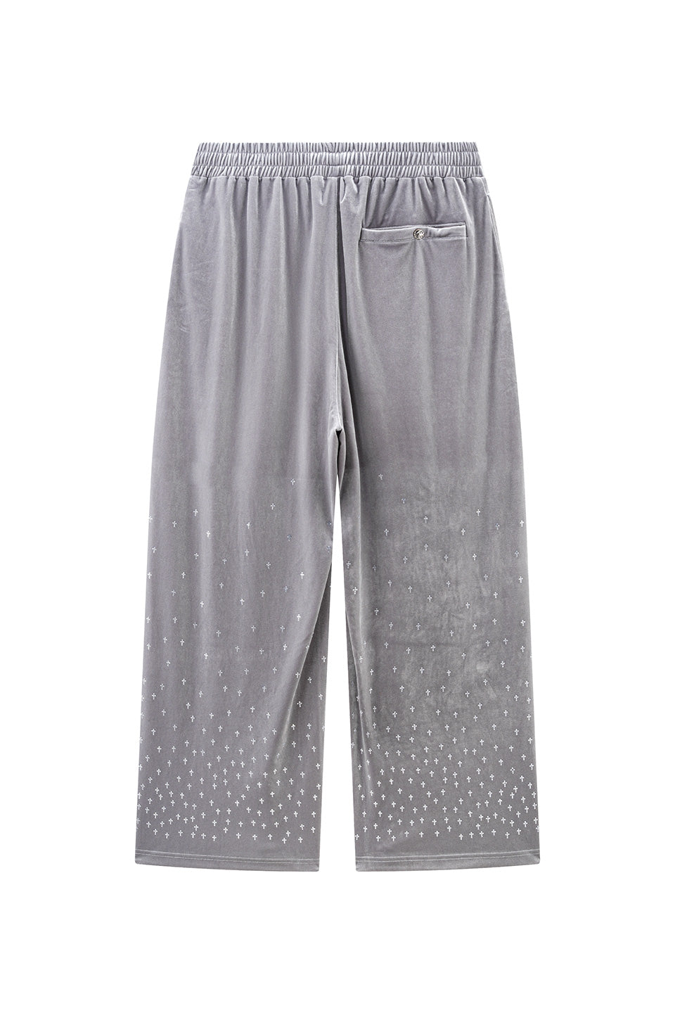 Micro Cross Rhinestone Velour Track Pants