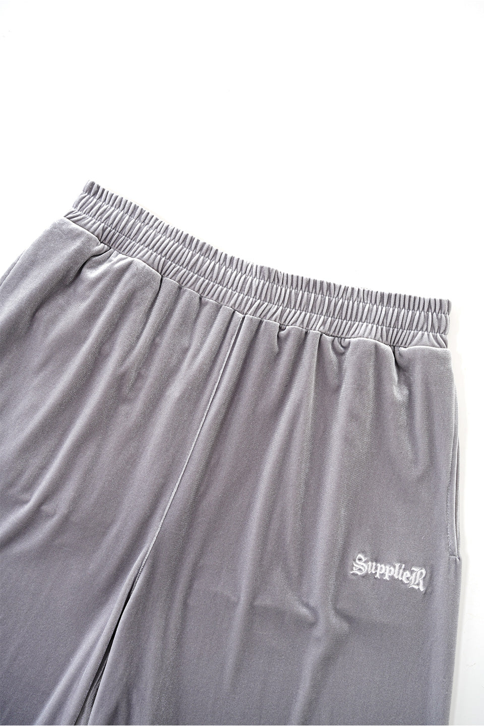 Micro Cross Rhinestone Velour Track Pants