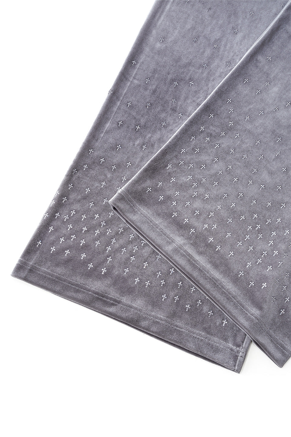 Micro Cross Rhinestone Velour Track Pants