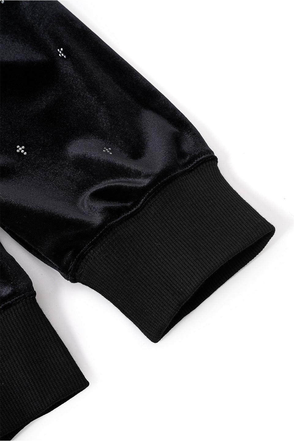 Micro Cross Rhinestone Velour Zip Hoodie